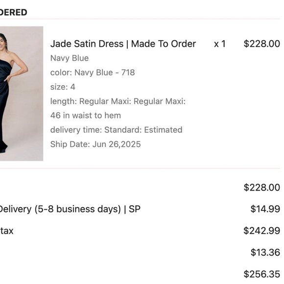 Revelry Jade Satin Navy Blue Bridesmaid Dress - Size 4 - Picture 8 of 8